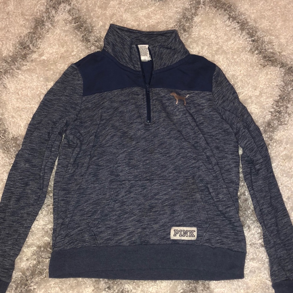 PINK Navy Blue Quarter Zip Sweatshirt